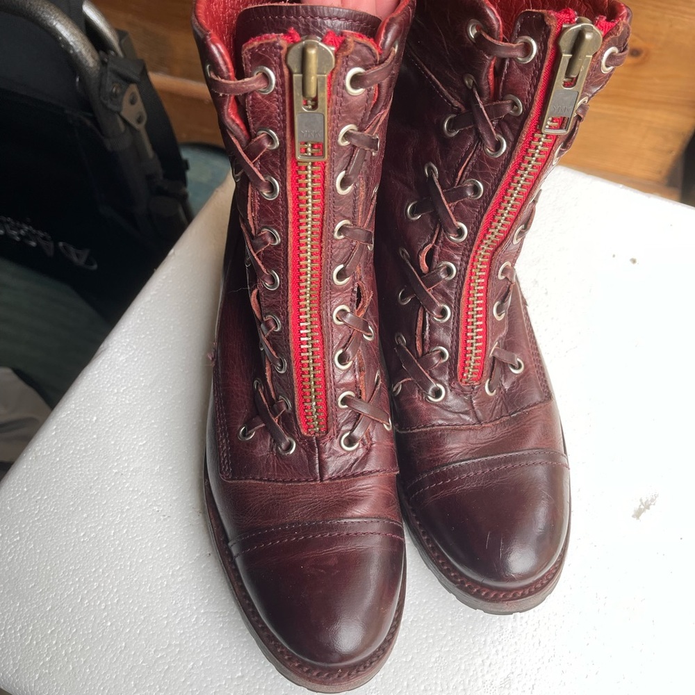 Freebird by Steven Women's Burgundy Lace-Up Zip Boots